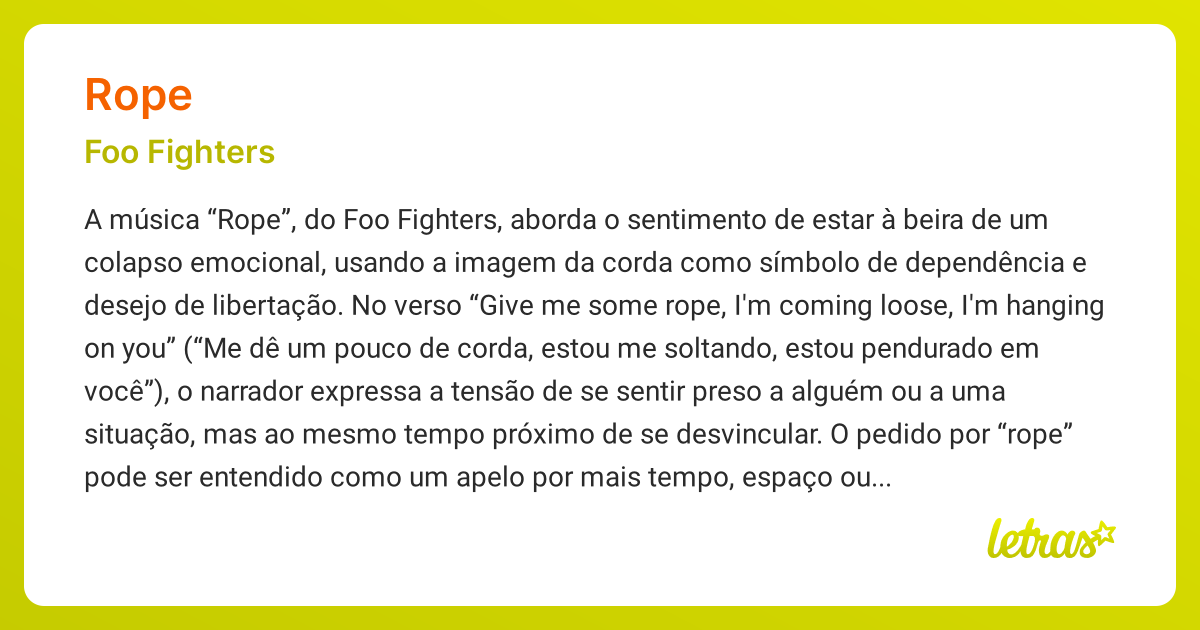 Significado da música ROPE (Foo Fighters) LETRAS.MUS.BR