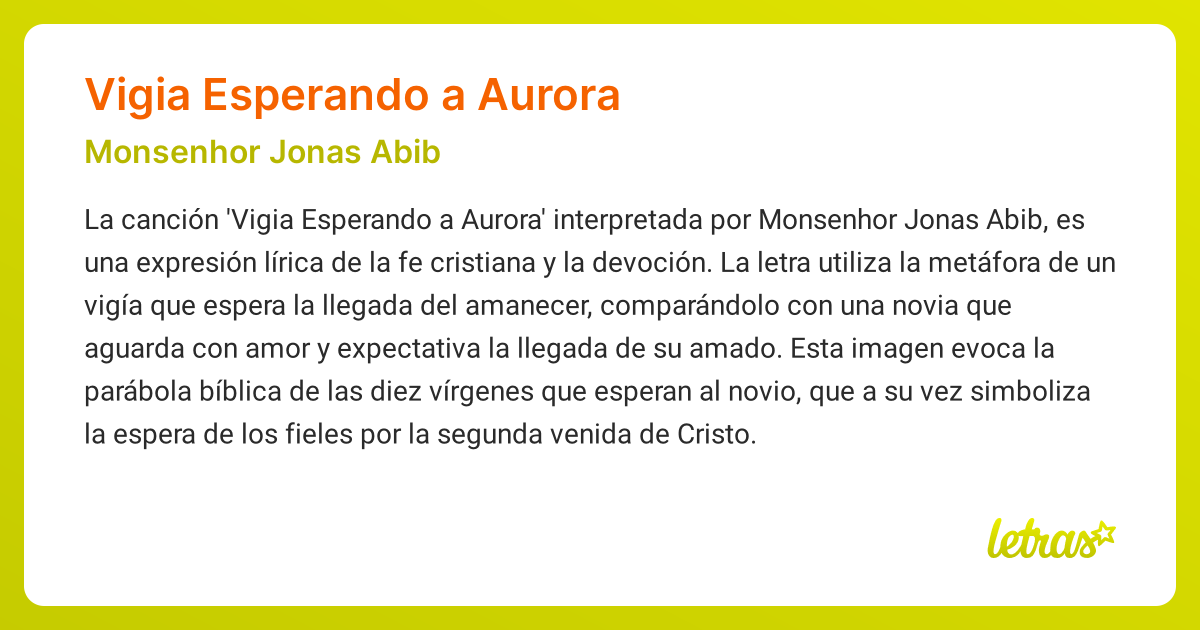 Significado de la canción VIGIA ESPERANDO A AURORA (Monsenhor Jonas ...
