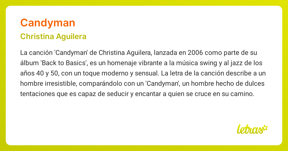 Significado de la canción CANDYMAN (Christina Aguilera)