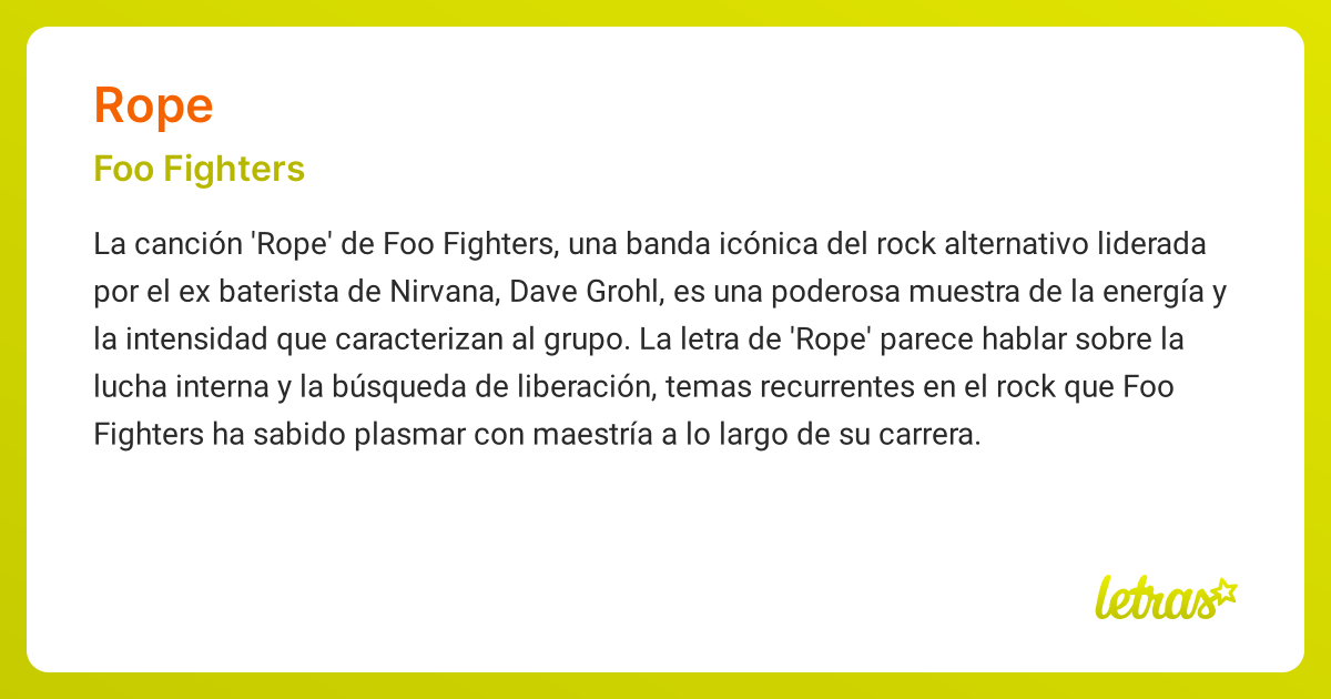 Significado de la canción ROPE (Foo Fighters) - LETRAS.COM