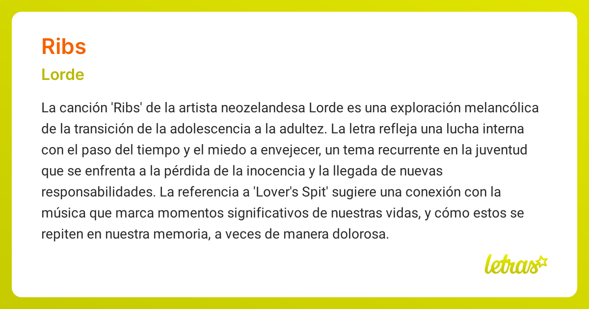 Significado de la canción RIBS (Lorde)