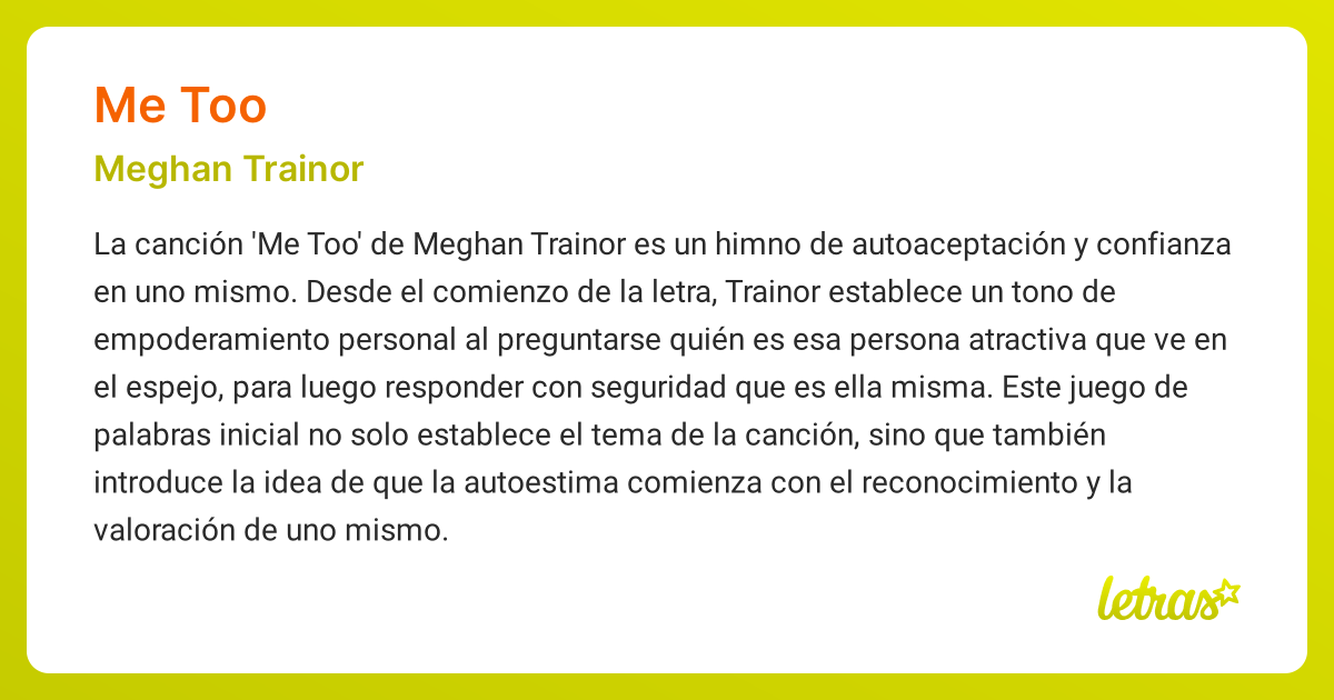 Significado De La Canción Me Too Meghan Trainor Letras Com