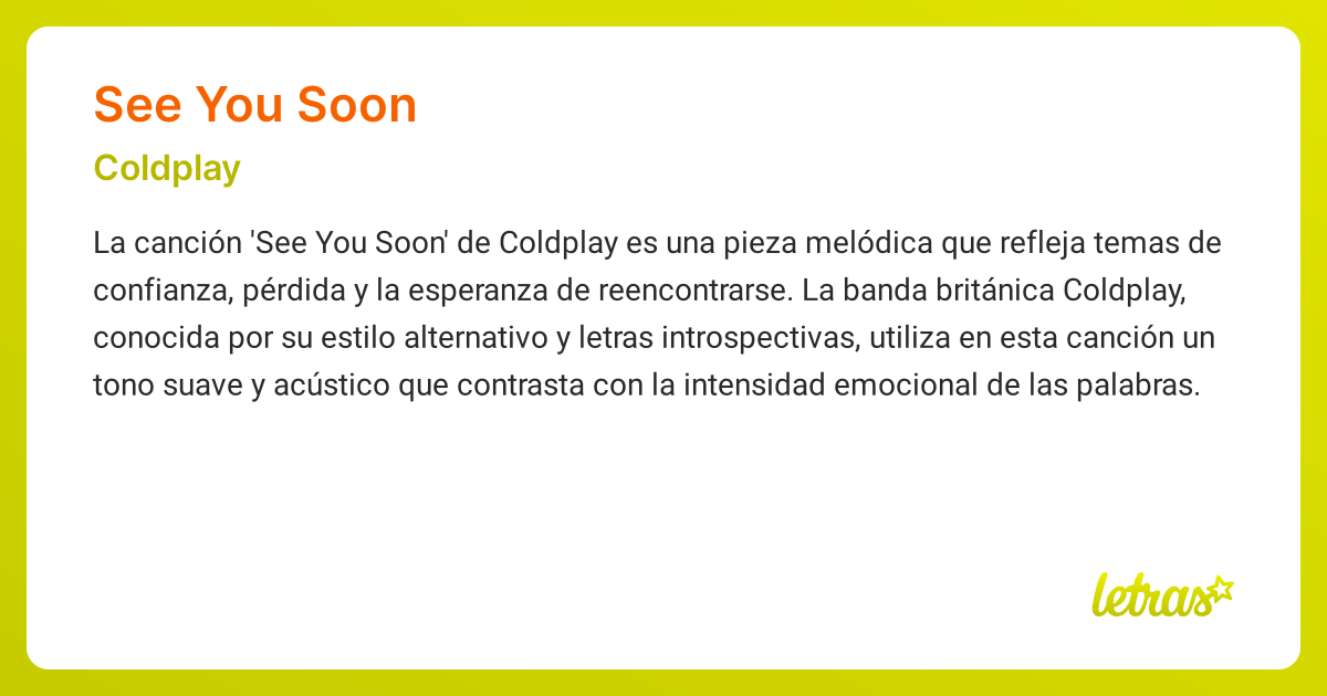 Significado de la canción SEE YOU SOON (Coldplay)