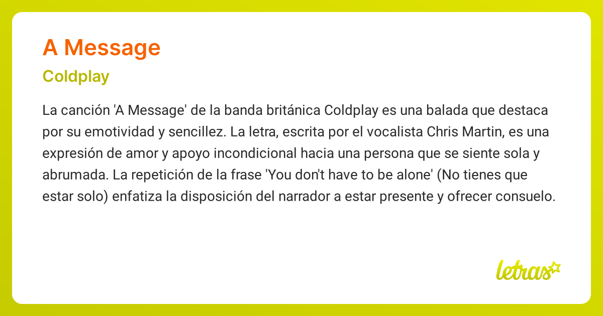 Significado de la canción A MESSAGE (Coldplay)