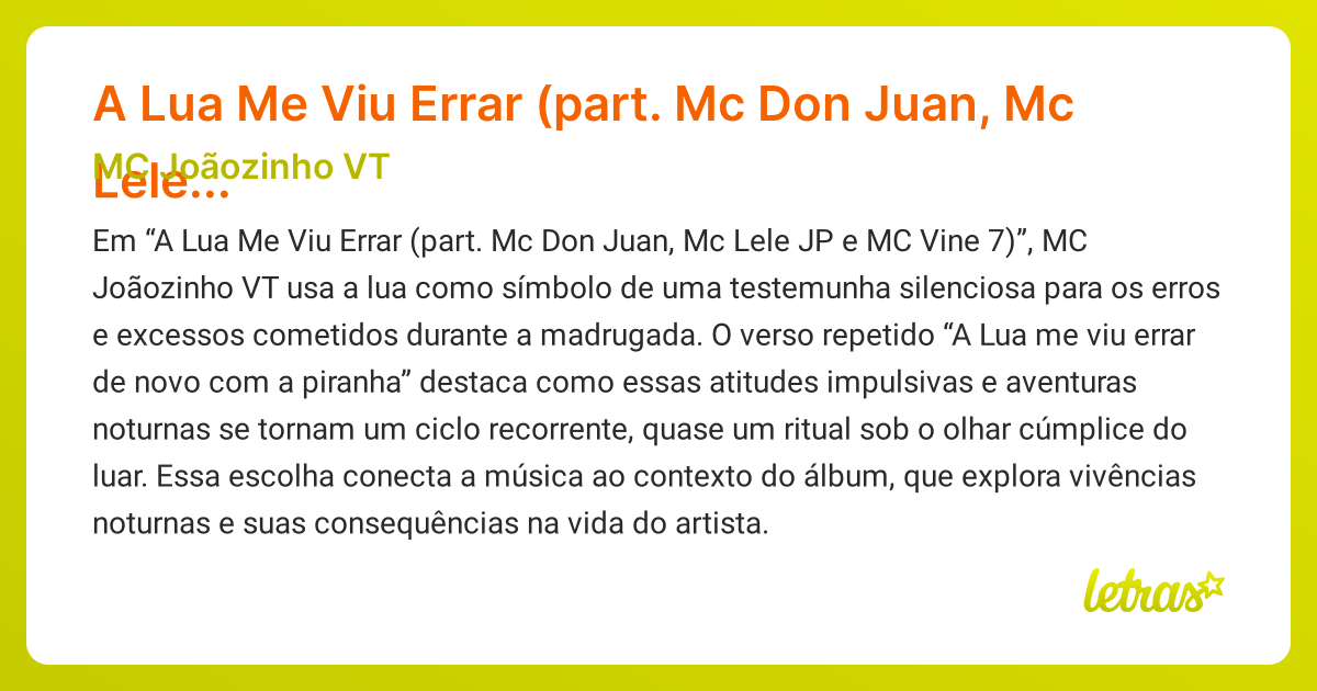 Significado da música A Lua Me Viu Errar (part. Mc Don Juan, Mc Lele JP ...