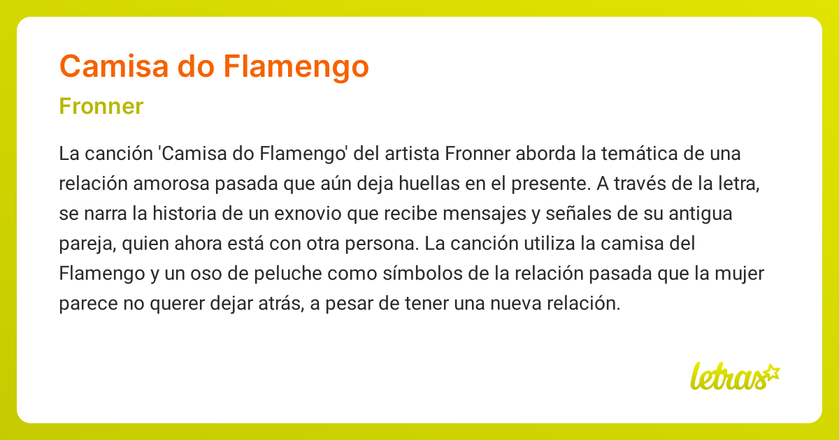 Significado de la canción CAMISA DO FLAMENGO (Fronner) - LETRAS.COM