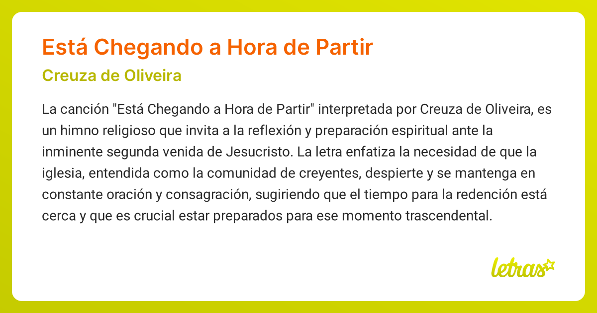 Significado de la canción Está Chegando a Hora de Partir (Creuza de ...