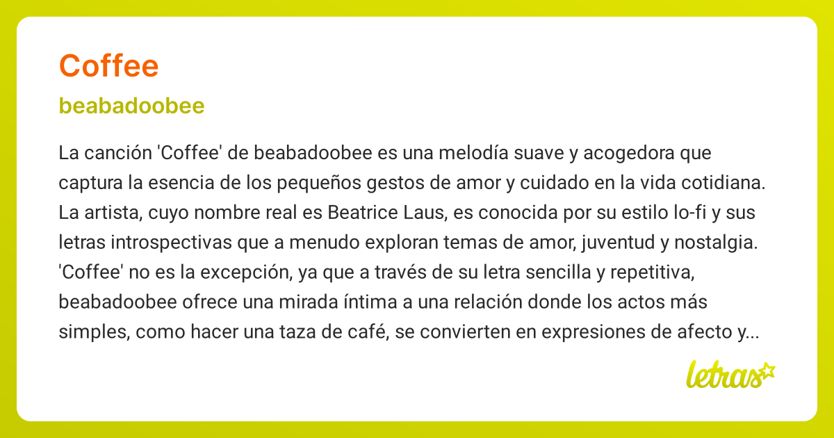 Significado de la canción COFFEE (beabadoobee) - LETRAS.COM