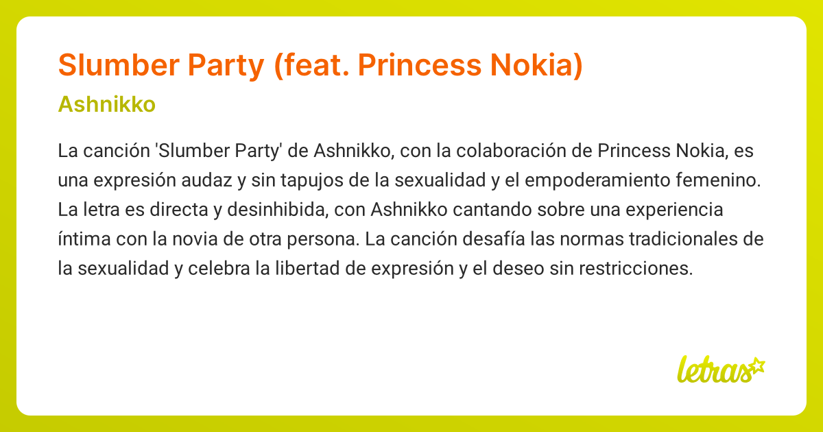 Significado de la canción Slumber Party (feat. Princess Nokia
