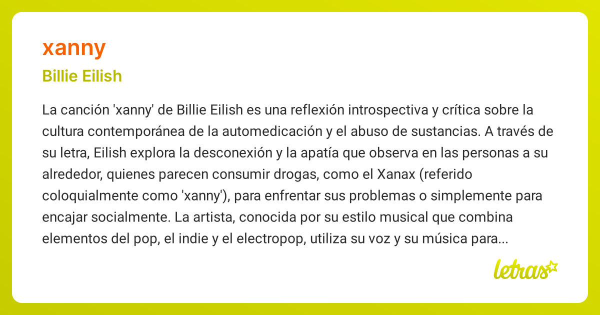 Significado de la canción XANNY (Billie Eilish)