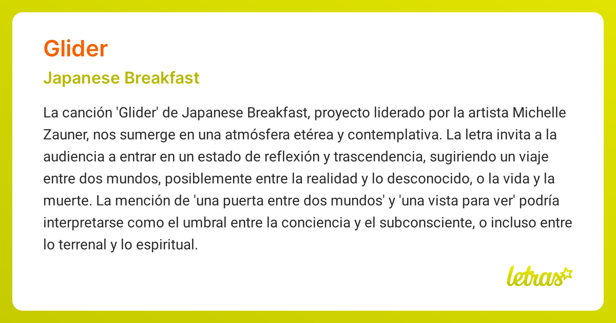Significado de la canción GLIDER (Japanese Breakfast)