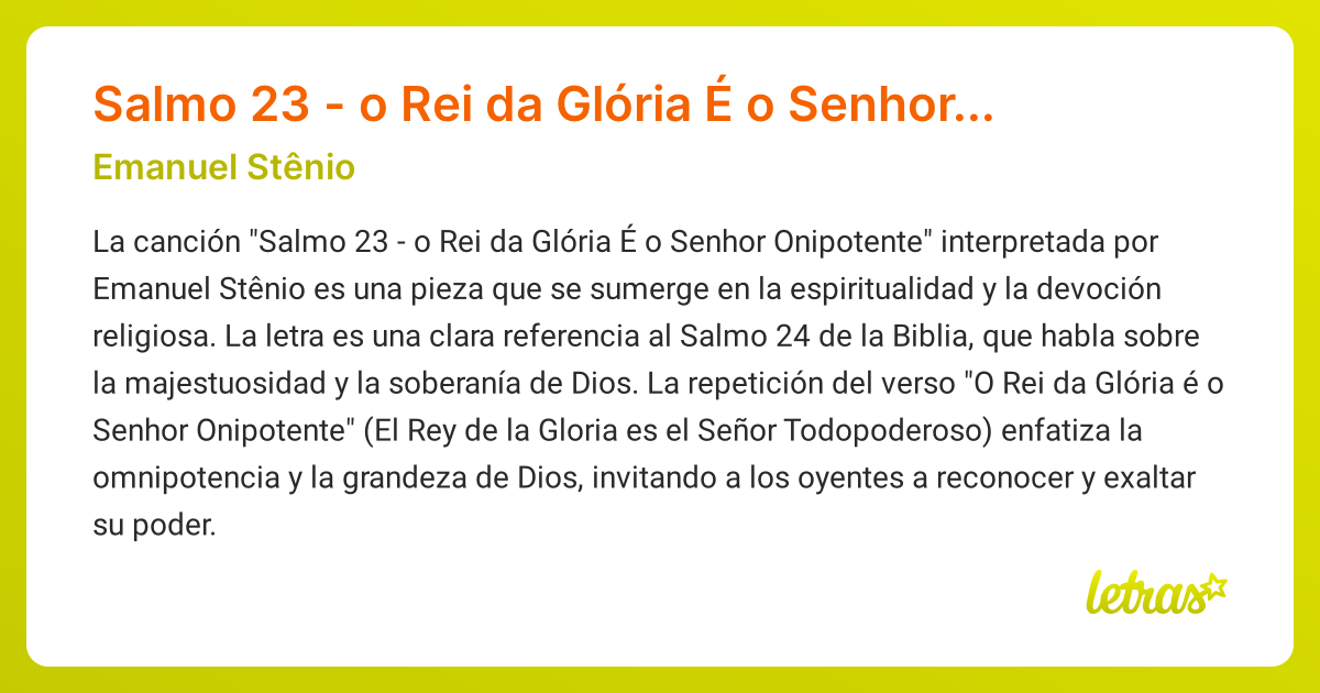 Significado De La Canción Salmo 23 O Rei Da Glória É O Senhor