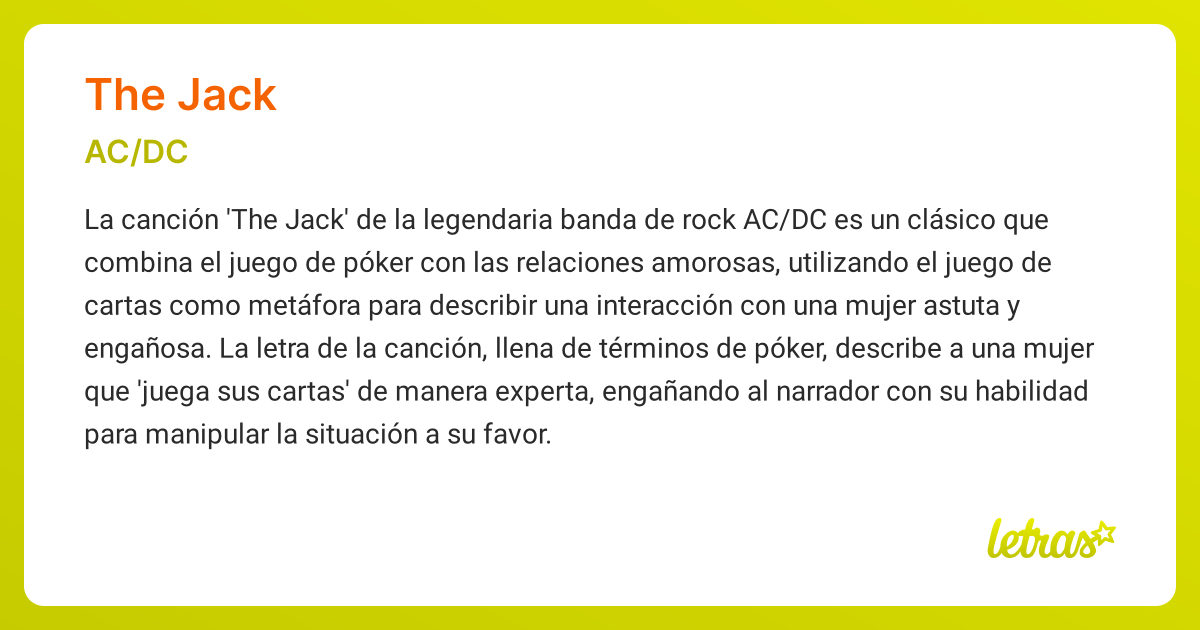 Significado de la canción THE JACK (AC/DC) - LETRAS.COM
