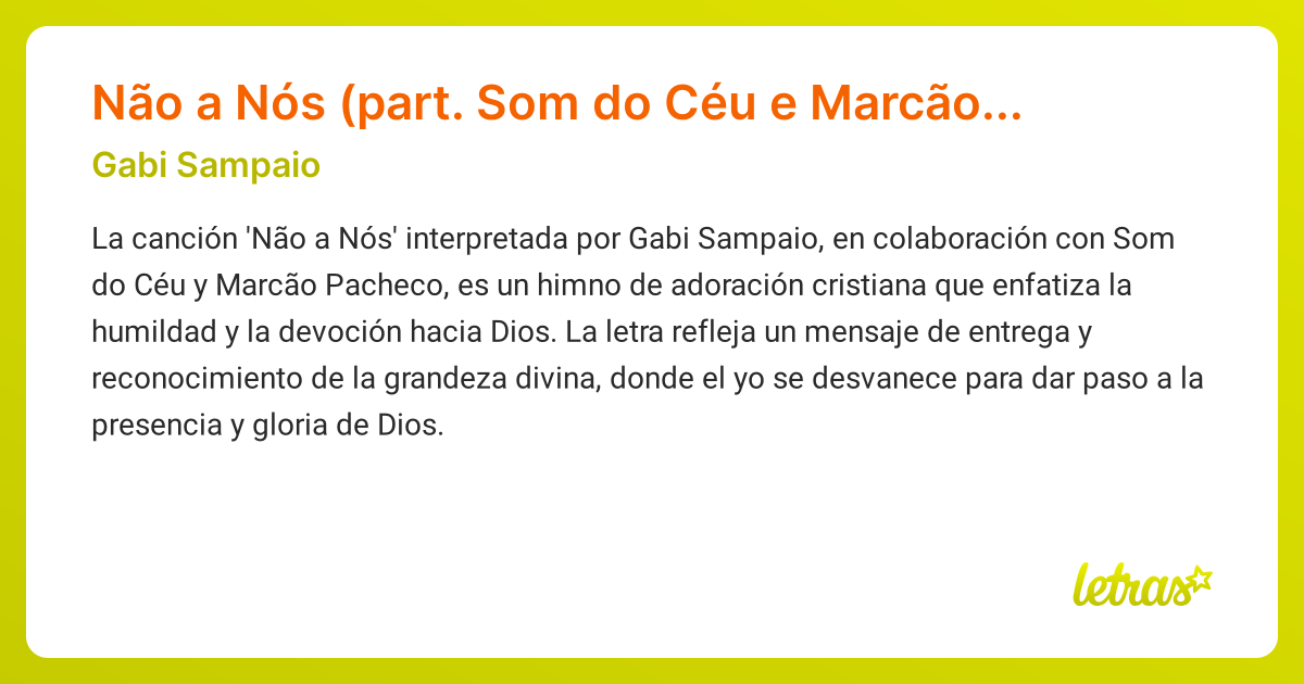 Significado de la canción Não a Nós (part. Som do Céu e Marcão Pacheco ...