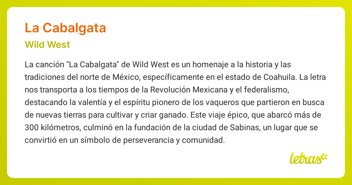 Significado de la canción LA CABALGATA (Wild West) - LETRAS.COM