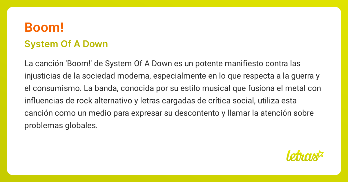 Significado de la canción BOOM! (System Of A Down)