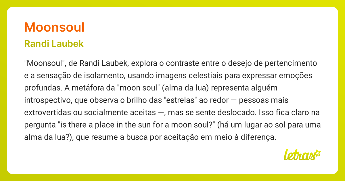 Significado da música MOONSOUL (Randi Laubek) - LETRAS.MUS.BR
