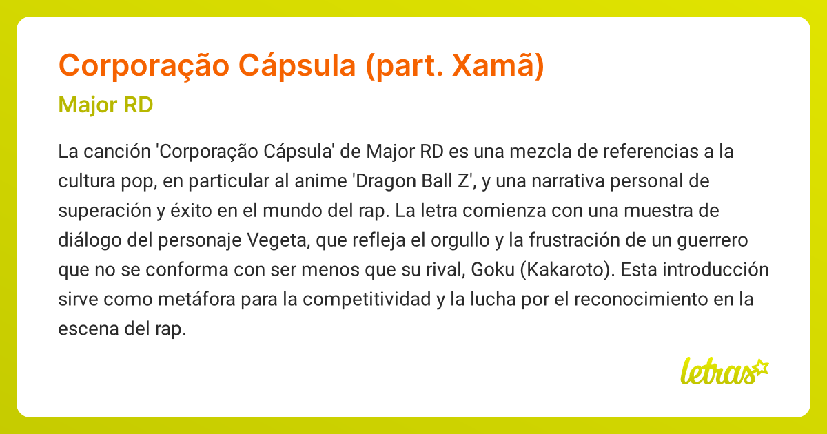Significado de la canción Corporação Cápsula (part. Xamã) (Major RD ...