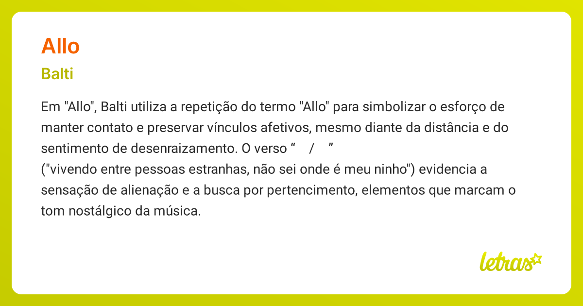Significado da msica ALLO (Balti) - LETRAS.MUS.BR