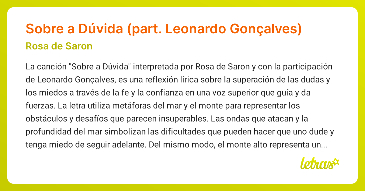 Significado de la canción Sobre a Dúvida (part. Leonardo Gonçalves ...