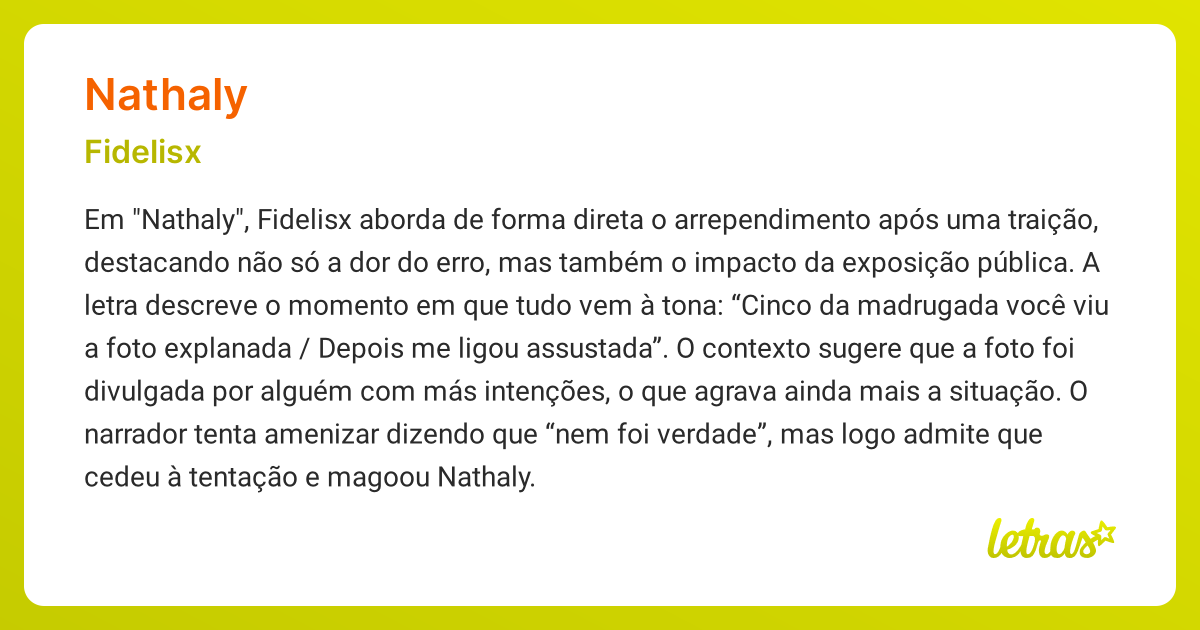 Significado da música NATHALY (Fidelisx) - LETRAS.MUS.BR