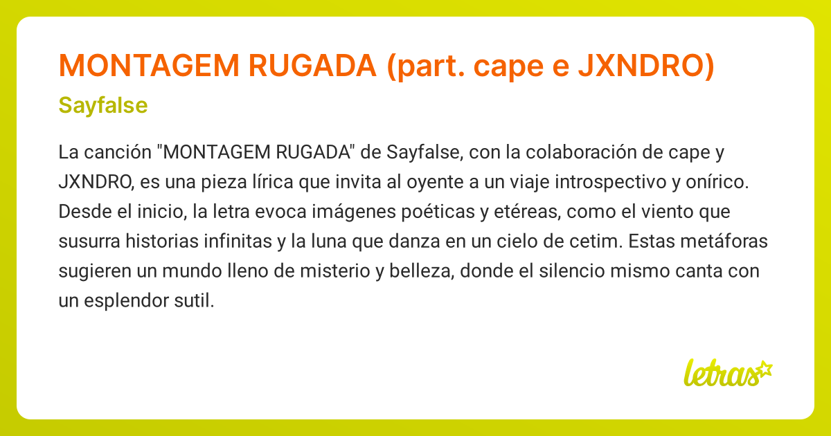 Significado de la canción MONTAGEM RUGADA (part. cape e JXNDRO ...