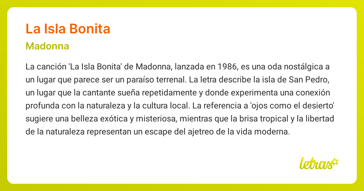 La Isla Bonita Meaning In English.html