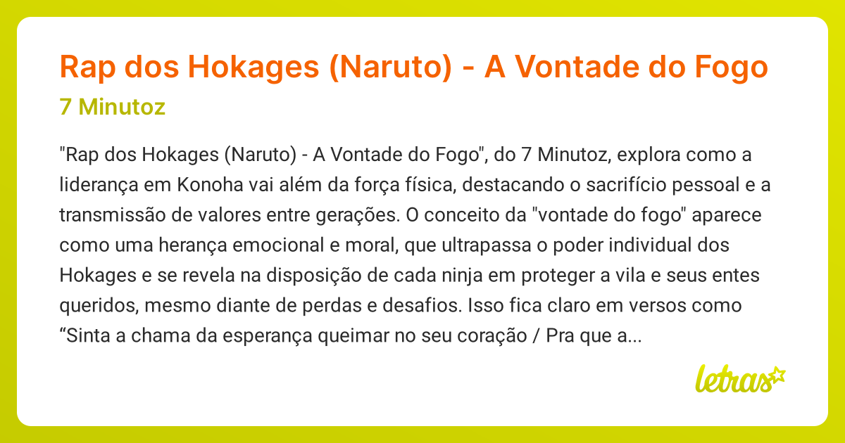 Significado da música Rap dos Hokages (Naruto) - A Vontade do Fogo (7 ...