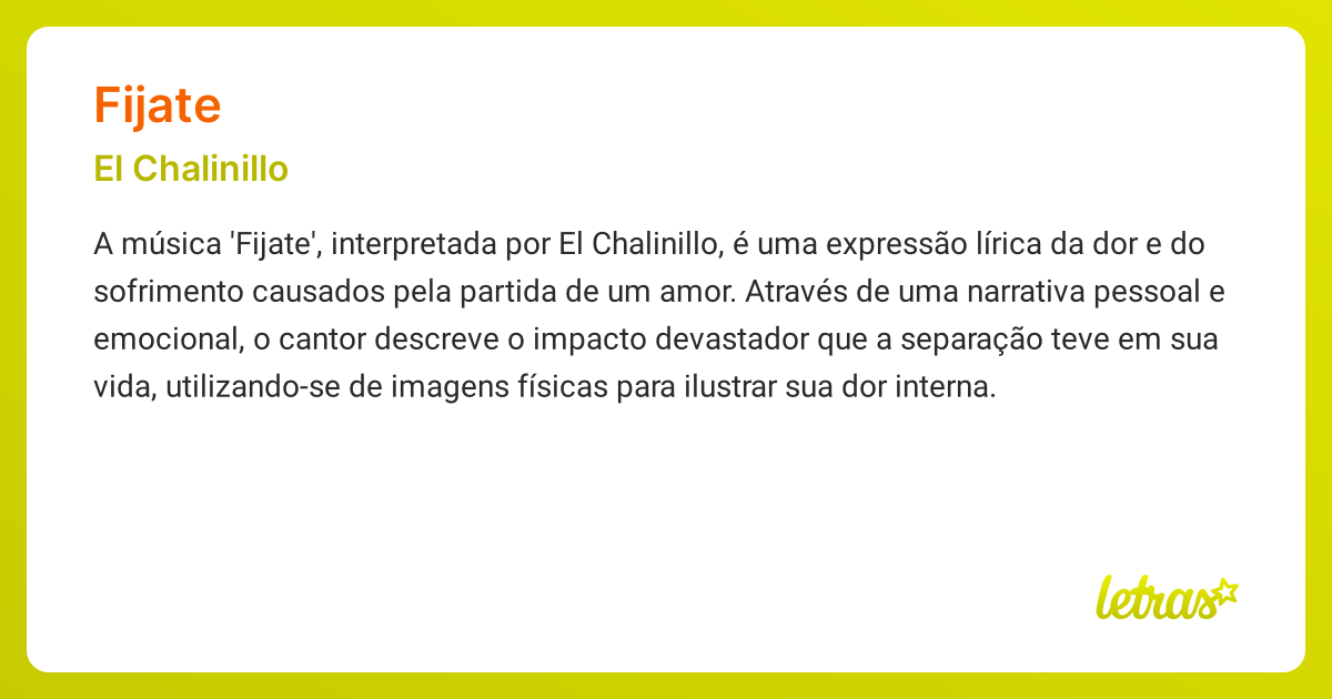 Significado da música FIJATE (El Chalinillo) - LETRAS.MUS.BR
