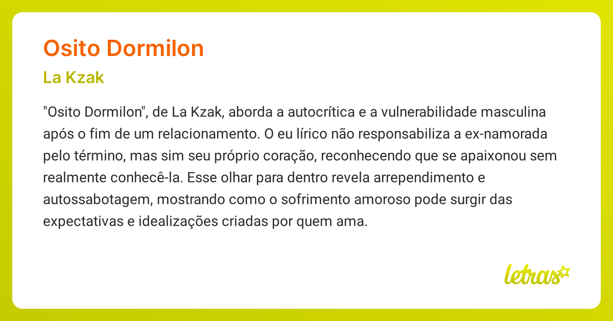 Significado da música OSITO DORMILON (La Kzak) - LETRAS.MUS.BR
