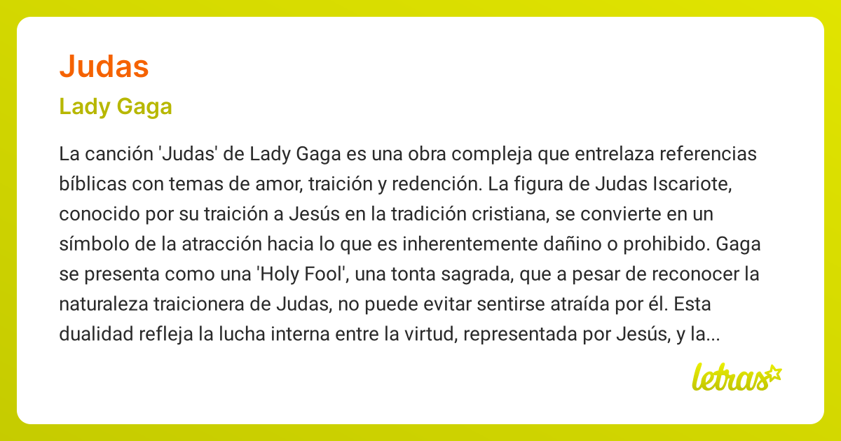 Significado de la canci n judas lady gaga letras com