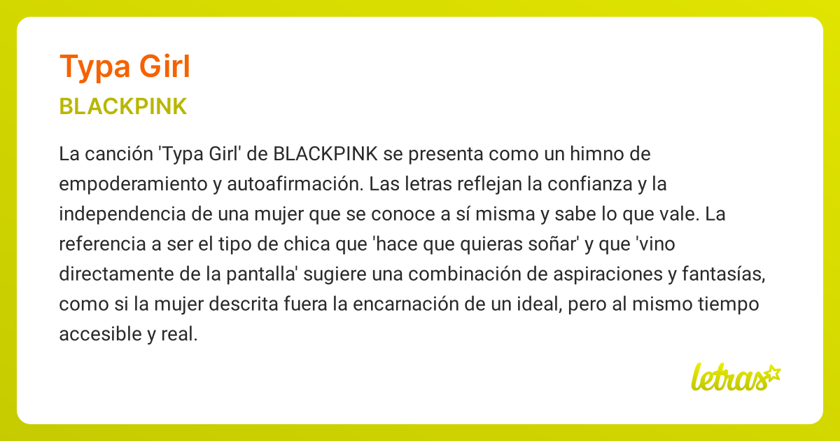 Significado de la canción TYPA GIRL (BLACKPINK)
