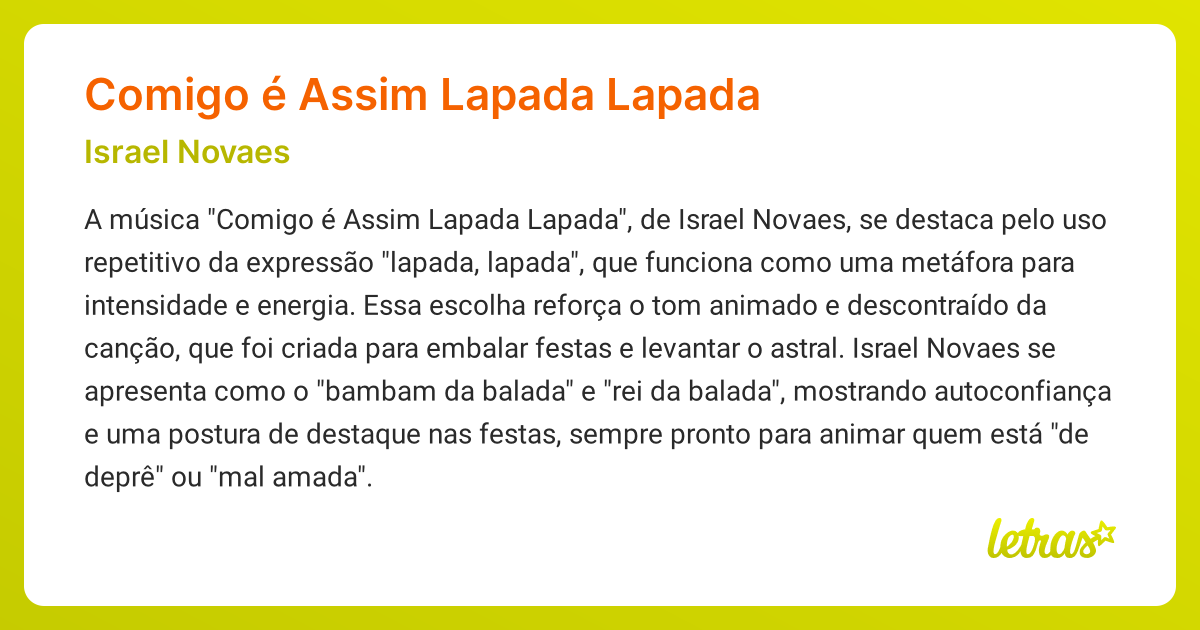 Significado da música COMIGO É ASSIM LAPADA LAPADA (Israel Novaes ...