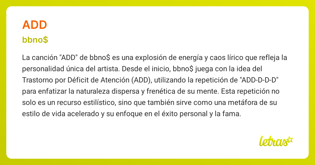 Significado de la canción ADD (bbno$) - LETRAS.COM