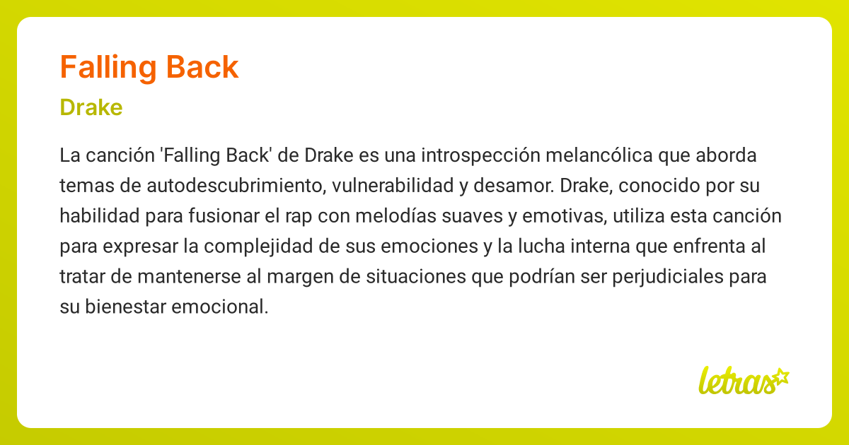 Significado de la canción FALLING BACK (Drake) - LETRAS.COM