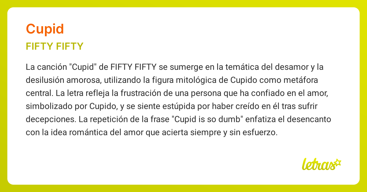Significado de la canción CUPID (FIFTY FIFTY) - LETRAS.COM