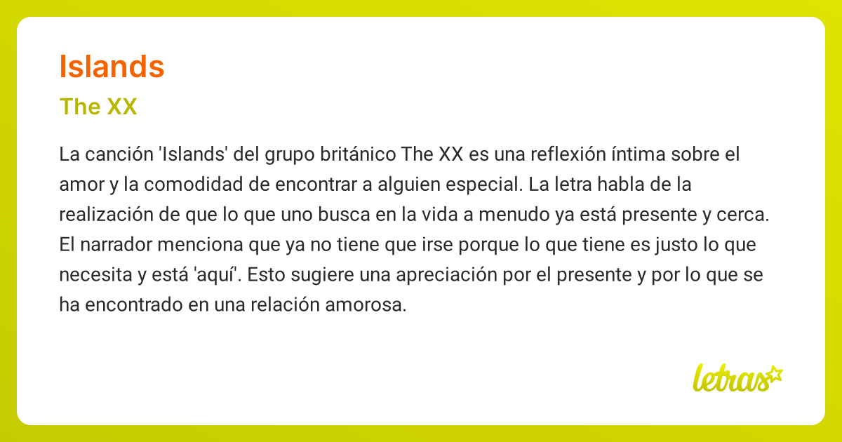 Significado de la canción ISLANDS (The XX) - LETRAS.COM