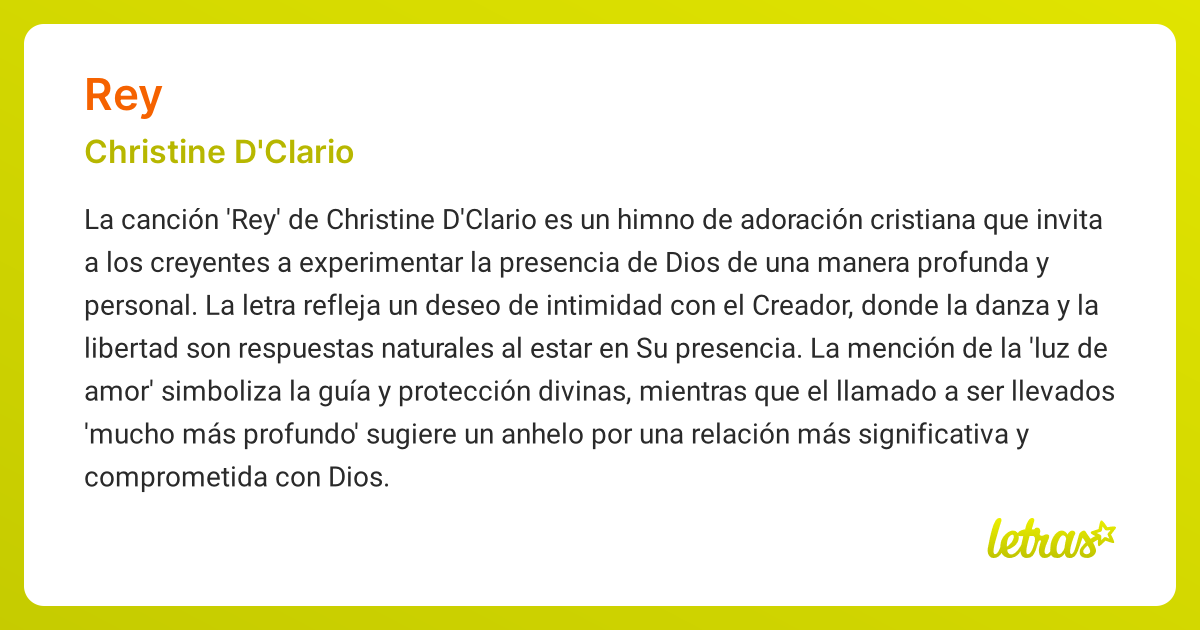 Significado de la canción REY (Christine D'Clario) - LETRAS.COM