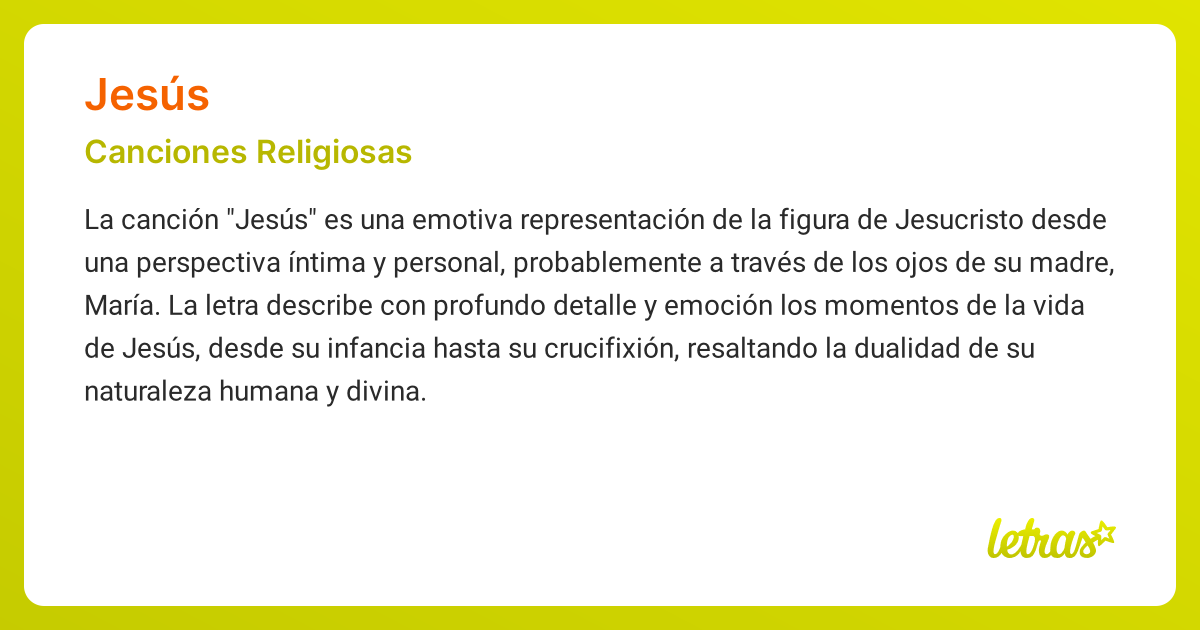 Significado de la canción JESÚS - Canciones Religiosas | Letras.com
