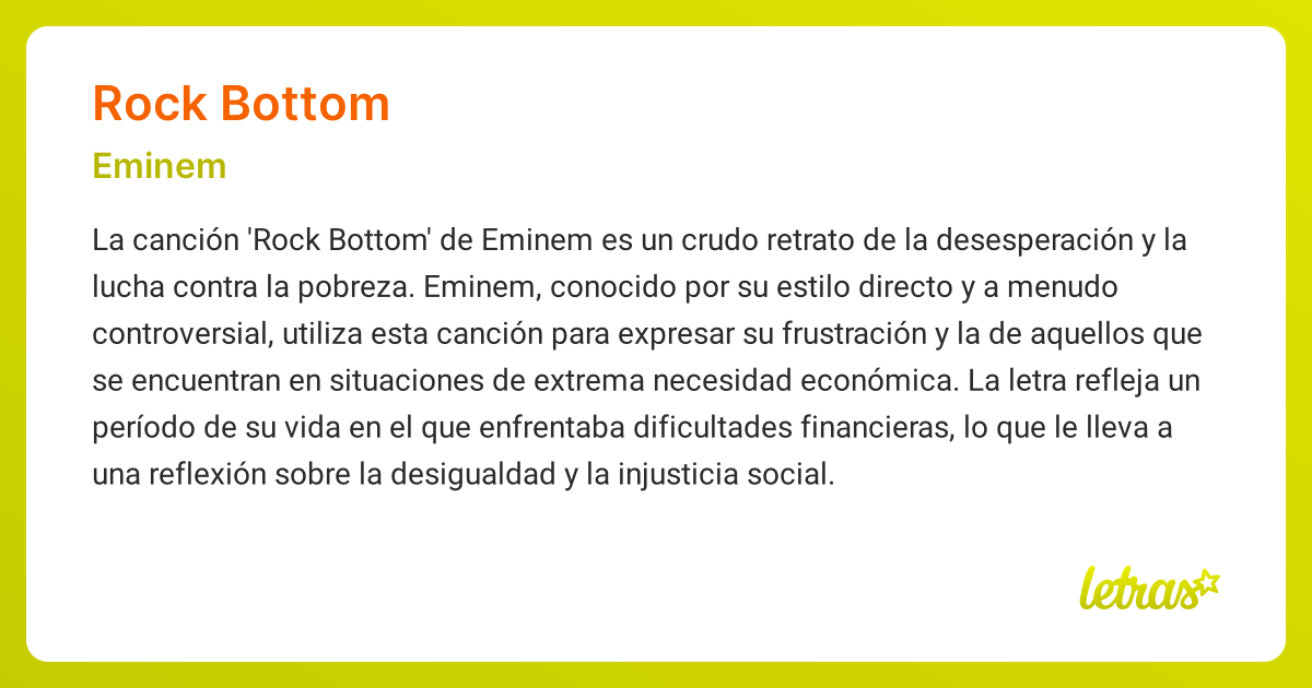 Significado de la canción ROCK BOTTOM (Eminem)