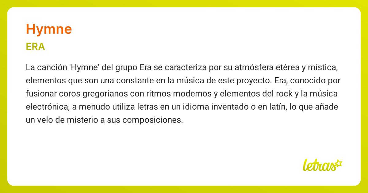 Significado de la canción HYMNE (ERA) - LETRAS.COM