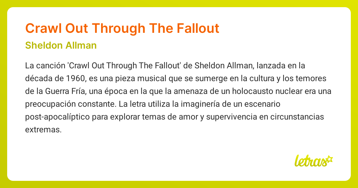 Significado de la canci n crawl out through the fallout sheldon allman