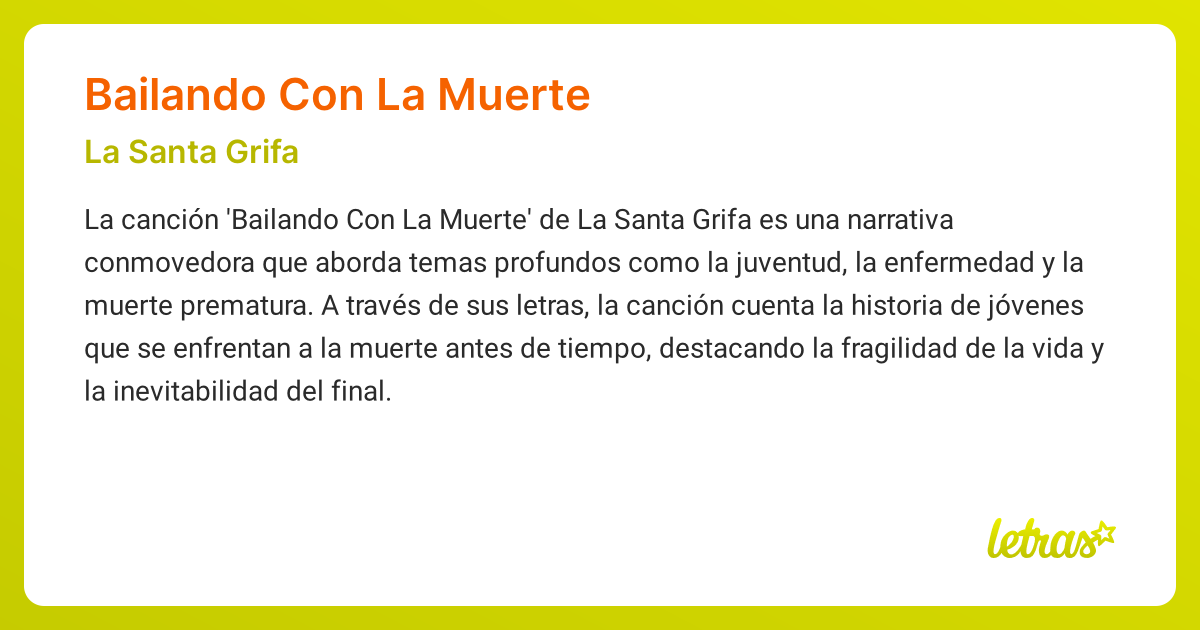 Significado de la canción BAILANDO CON LA MUERTE (La Santa Grifa