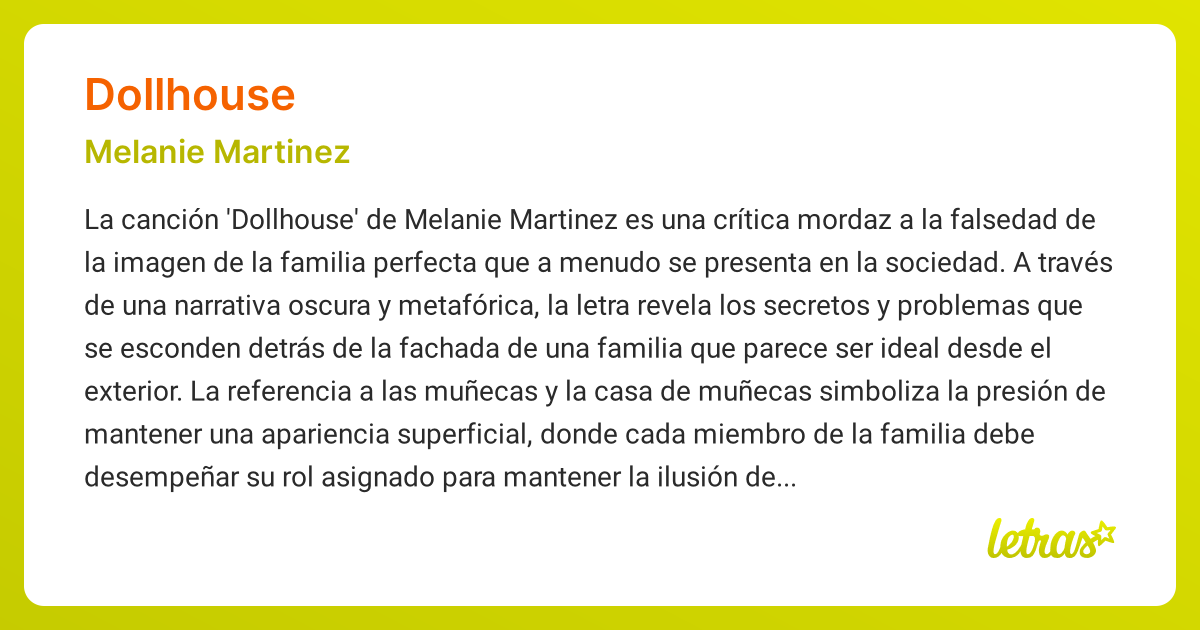 Significado de la canción DOLLHOUSE (Melanie Martinez)