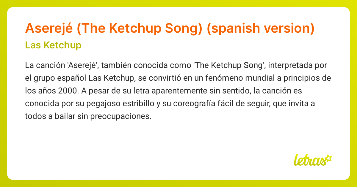 Significado de la canción Aserejé (The Ketchup Song) (spanish version