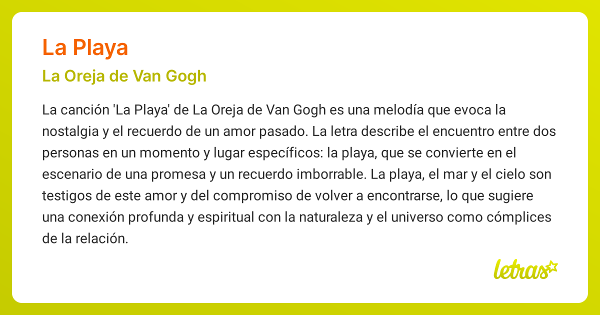 Significado de la canción LA PLAYA (La Oreja de Van Gogh) - LETRAS.COM