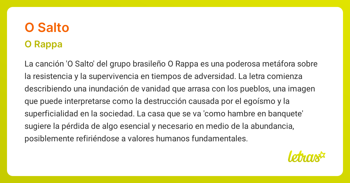 Significado de la canción O SALTO (O Rappa) - LETRAS.COM