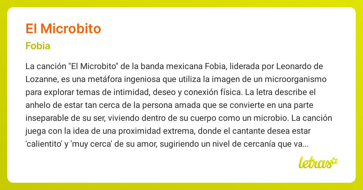 Significado de la canción EL MICROBITO (Fobia) - LETRAS.COM