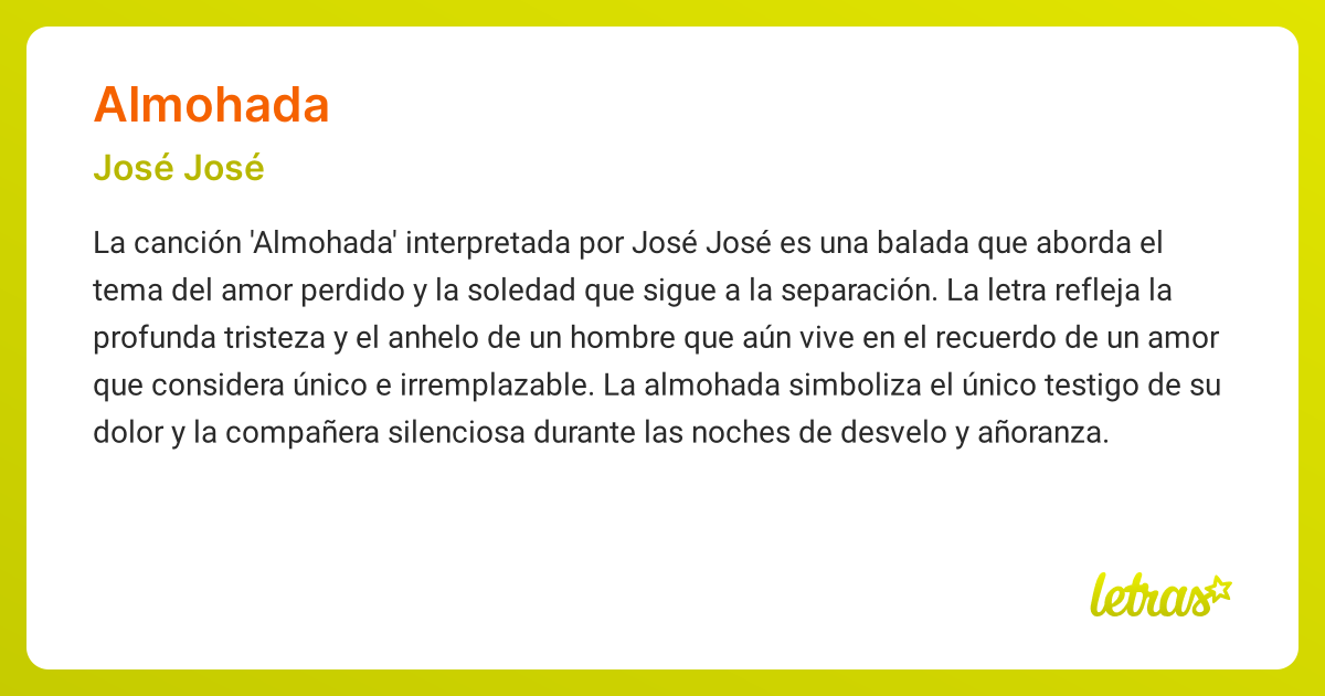 Significado de la canción ALMOHADA (José José)