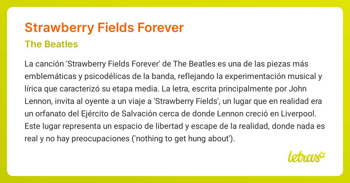 Significado de la canción STRAWBERRY FIELDS FOREVER (The Beatles ...